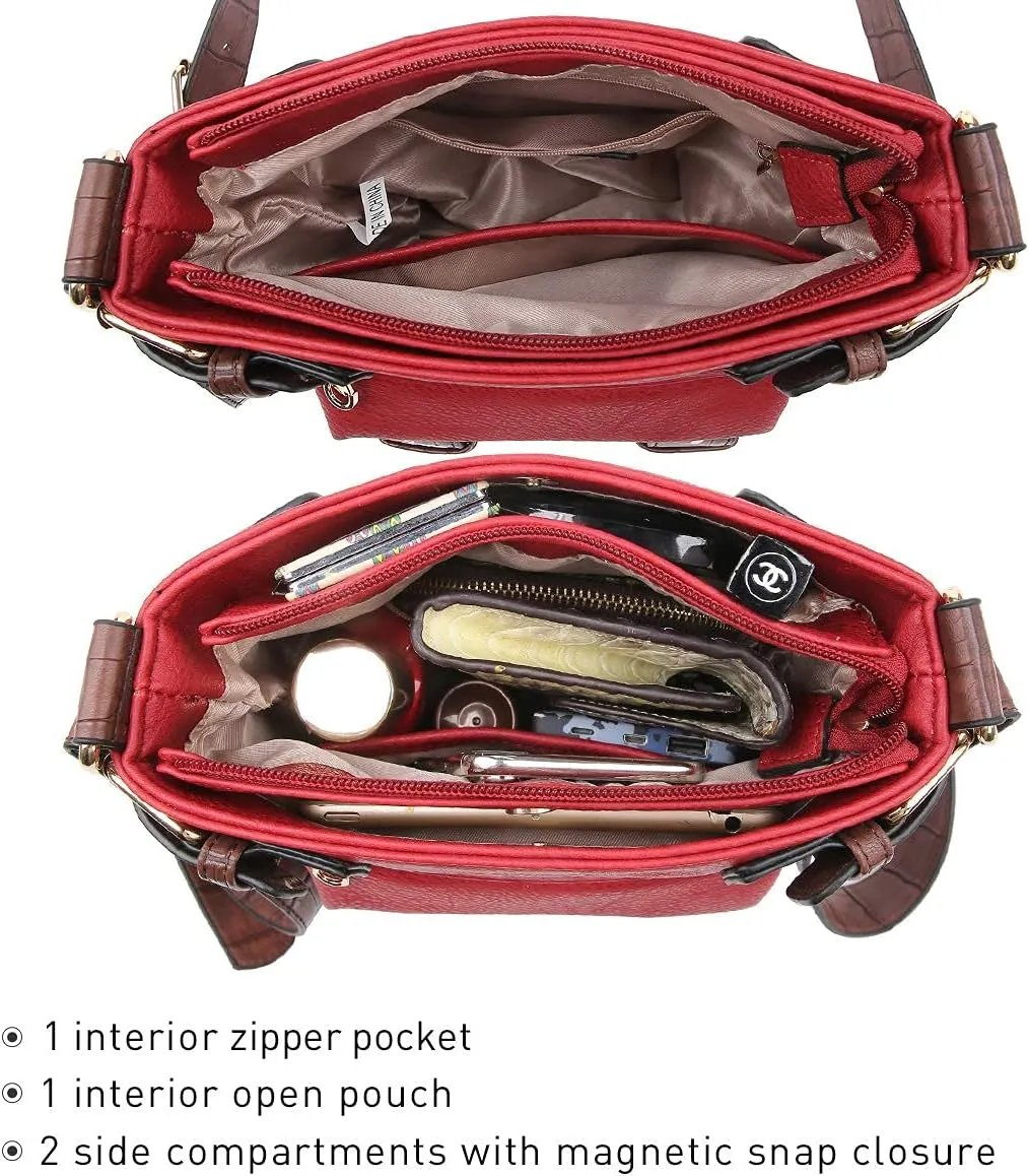 Dasein Women Lightweight Crossbody Bags Soft Vegan Leather Messenger Bag Shoulder Bag Travel Purse
