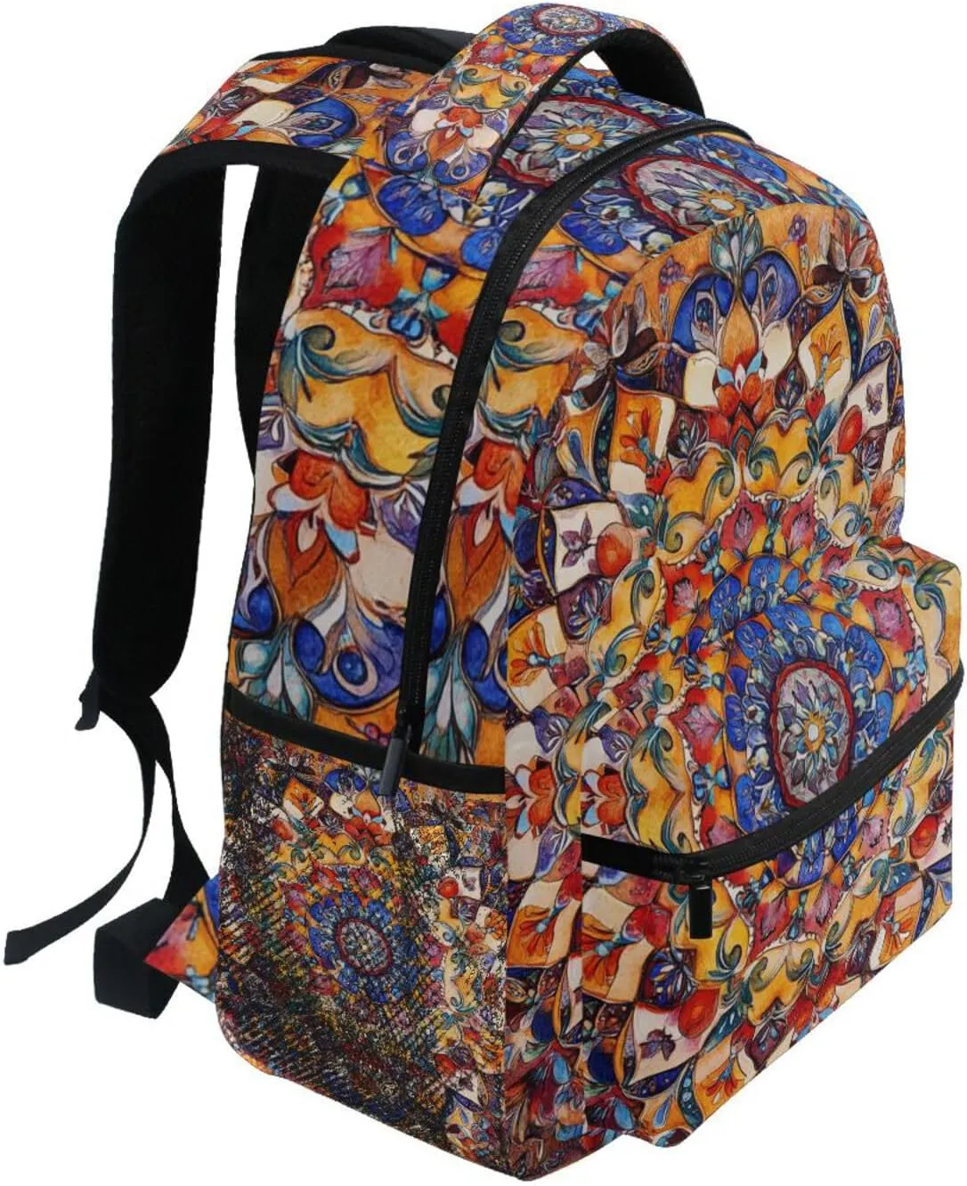 Day Backpack for Unisex Adult Waterproof Backpack with Chest Strap Gift Men & Women Bohemian Pattern Boho Vintage Mandala