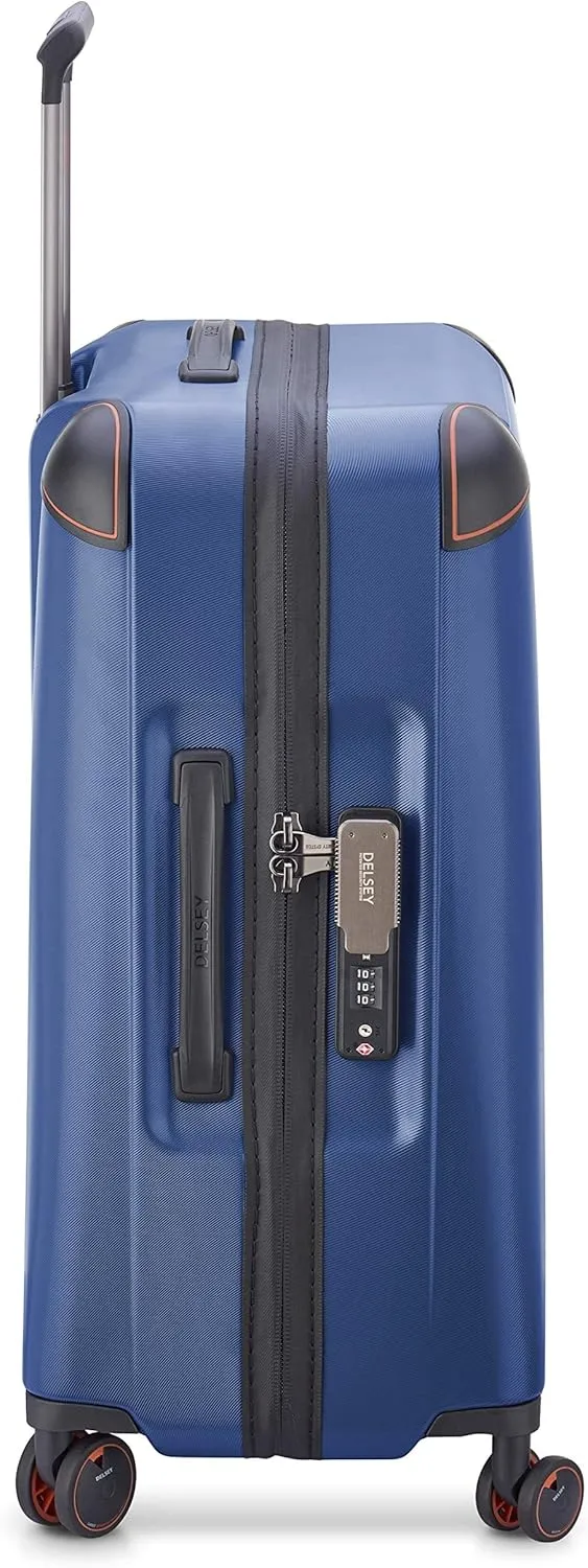 DELSEY PARIS Cactus Hardside Luggage with Spinner Wheels, Navy, Checked-Medium 24 Inch