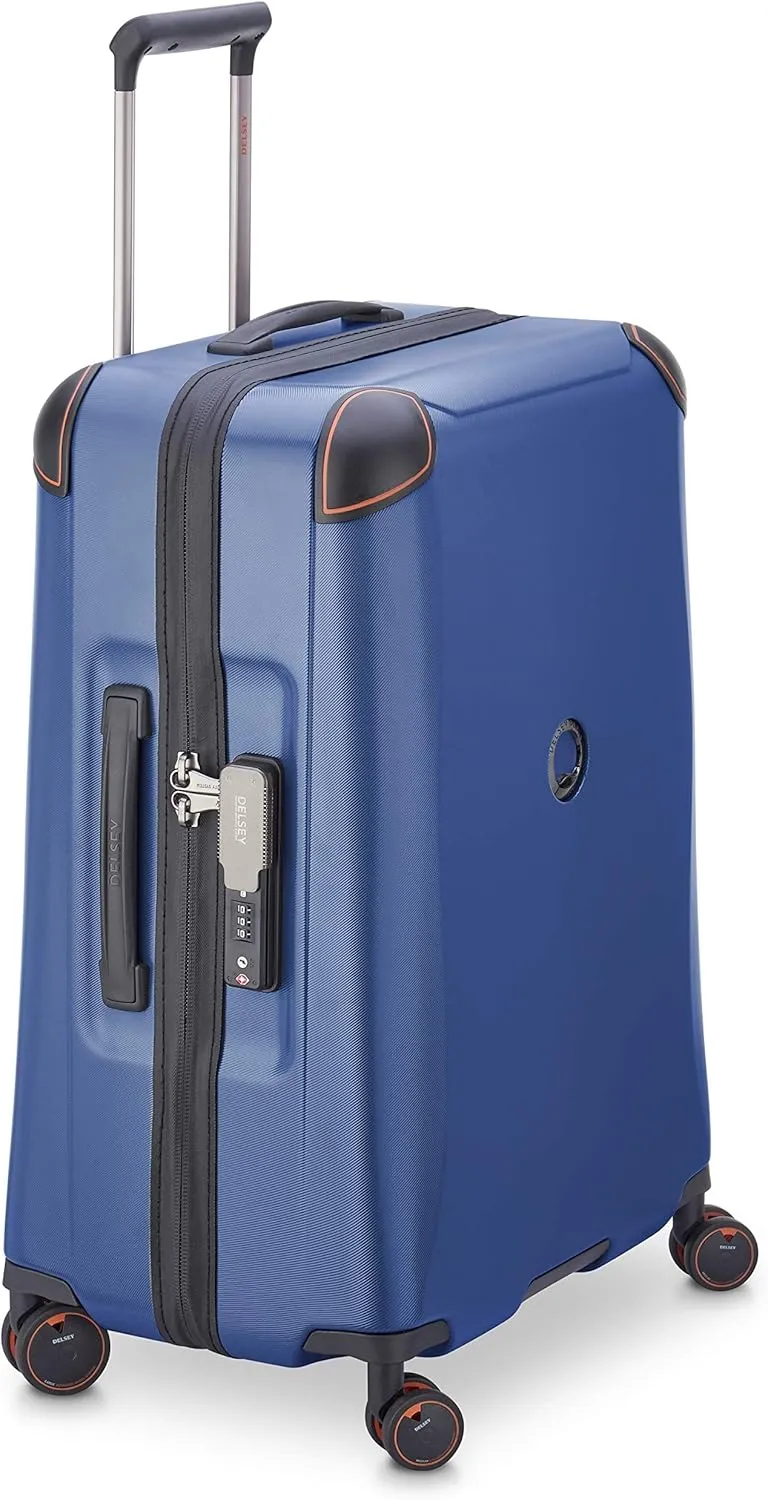 DELSEY PARIS Cactus Hardside Luggage with Spinner Wheels, Navy, Checked-Medium 24 Inch