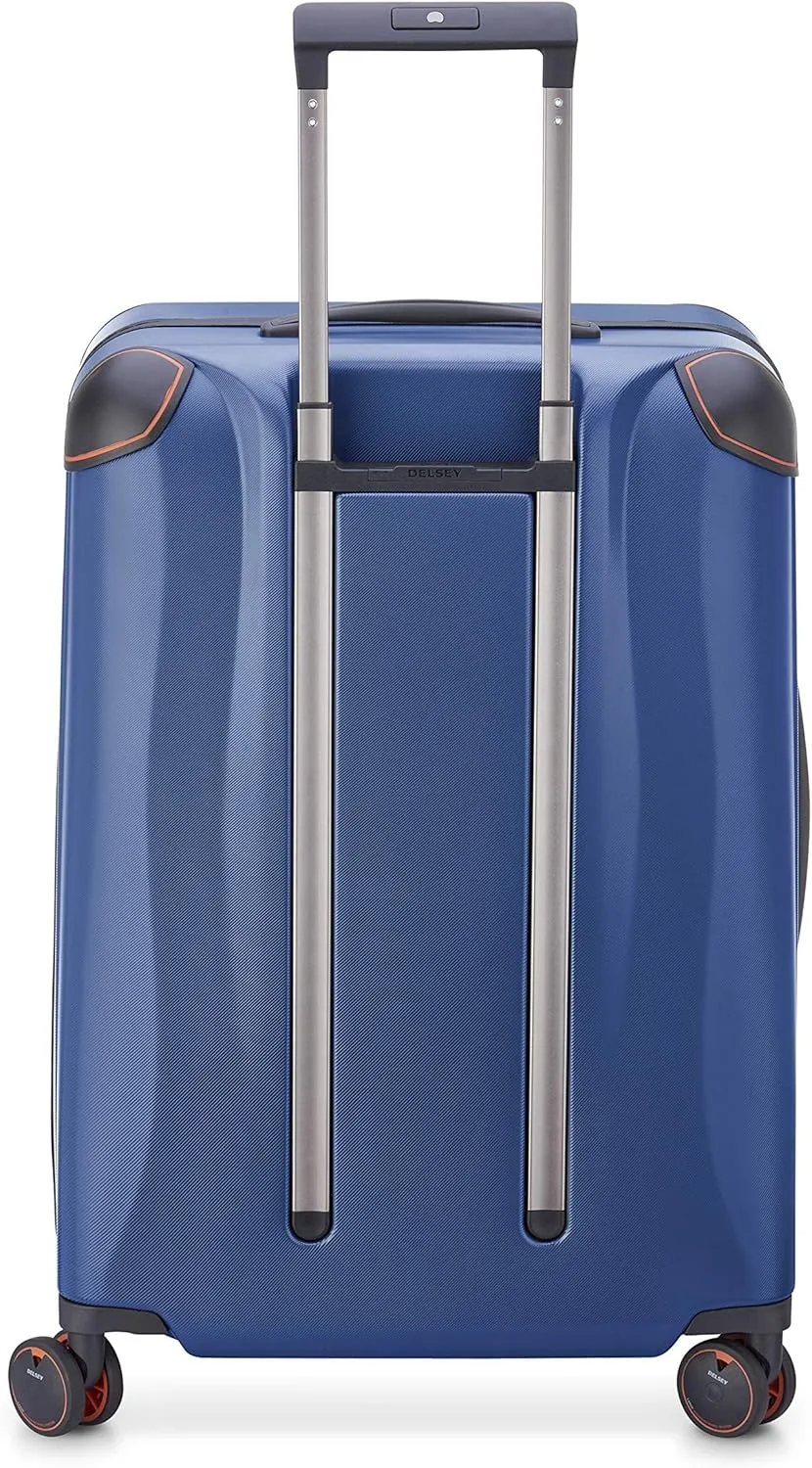 DELSEY PARIS Cactus Hardside Luggage with Spinner Wheels, Navy, Checked-Medium 24 Inch