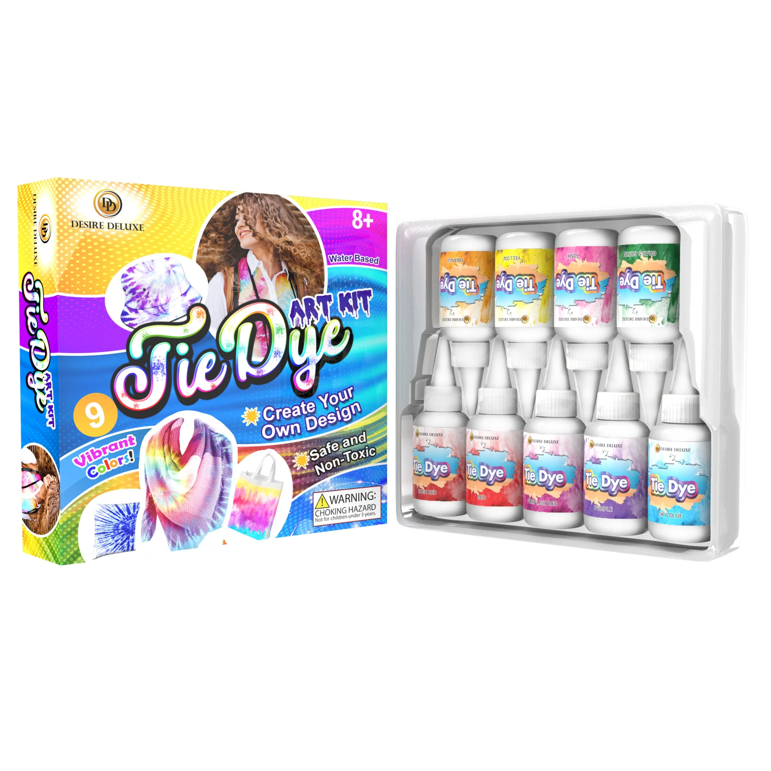 Desire Deluxe - Tie Dye Kit  for Dyeing Fabric, Clothes – Creative Art Craft Games Activity for Kids & Adults