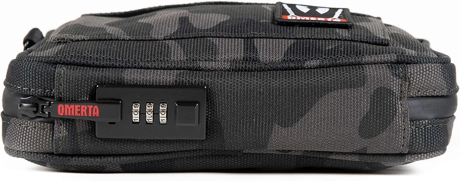 DIME BAGS Omerta Boss with Lock Padded Pouch with Activated Carbon Technology | 3-Digit Combo Lock | Low-Profile, Sleek Design