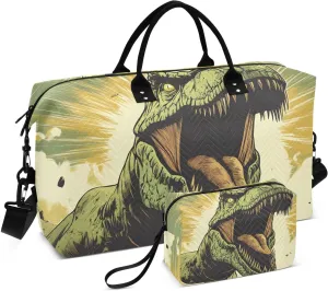 Dinosaur Closeup Roar Travel Duffel Bag, Gym Bags with Multiple Interior Pockets for Men Women Toiletry Purse Included 20.5”x 1.9” x 13.8”