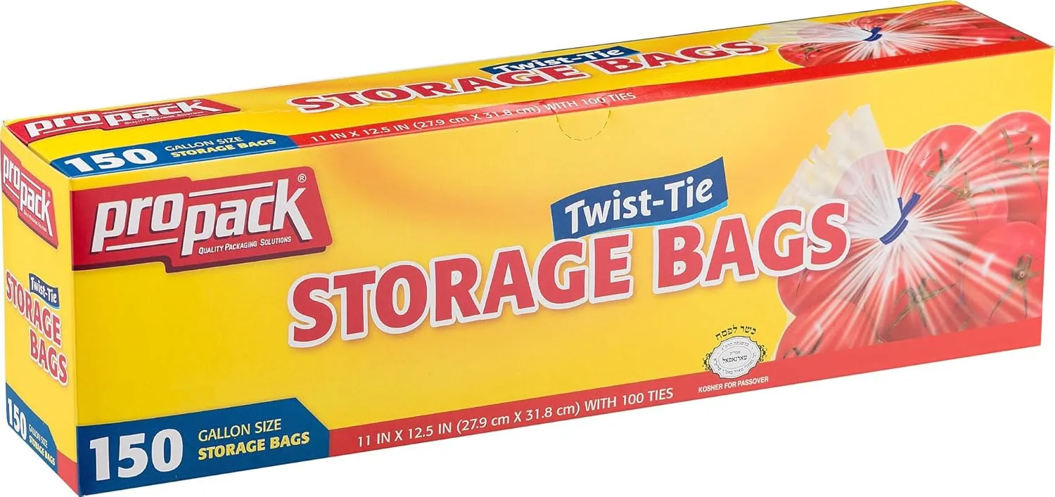Disposable Plastic Storage Bags With Original Twist Tie, 1 Gallon Size, 600 Bags, Great For Home, Office, Vacation, Traveling, Sandwich, Fruits, Nuts, Cake, Cookies, Or Any Snacks (4 Packs)