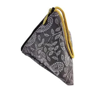 DMS RETAIL Lucknowi Embroidered Potli Bags in Samosa Shape Potli Pouches, Return Gifts for Women, Shagun Potli Purse for Gifting, Potli Bags for Ladies (Grey)