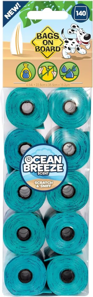 Dog Poo Bags | Strong, Leak Proof Dog Waste Bags | Ocean Breeze Scent | 140 Bags