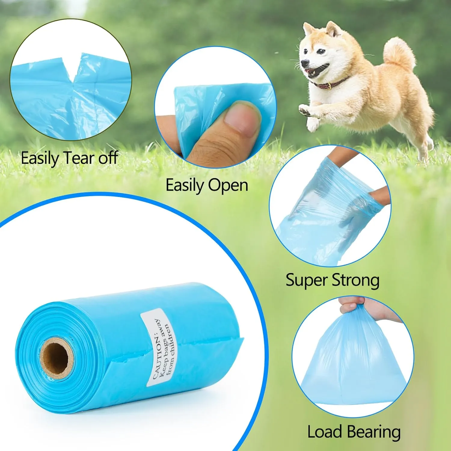 Dog Poop Bag 1140 Counts 57 Rolls, Unscented Doggy Poop Bags, Leak-Proof Dog Bags for Poop, Extra Thick Strong Dog Waste Bags with Dispenser - Blue (13 x 9 Inches)