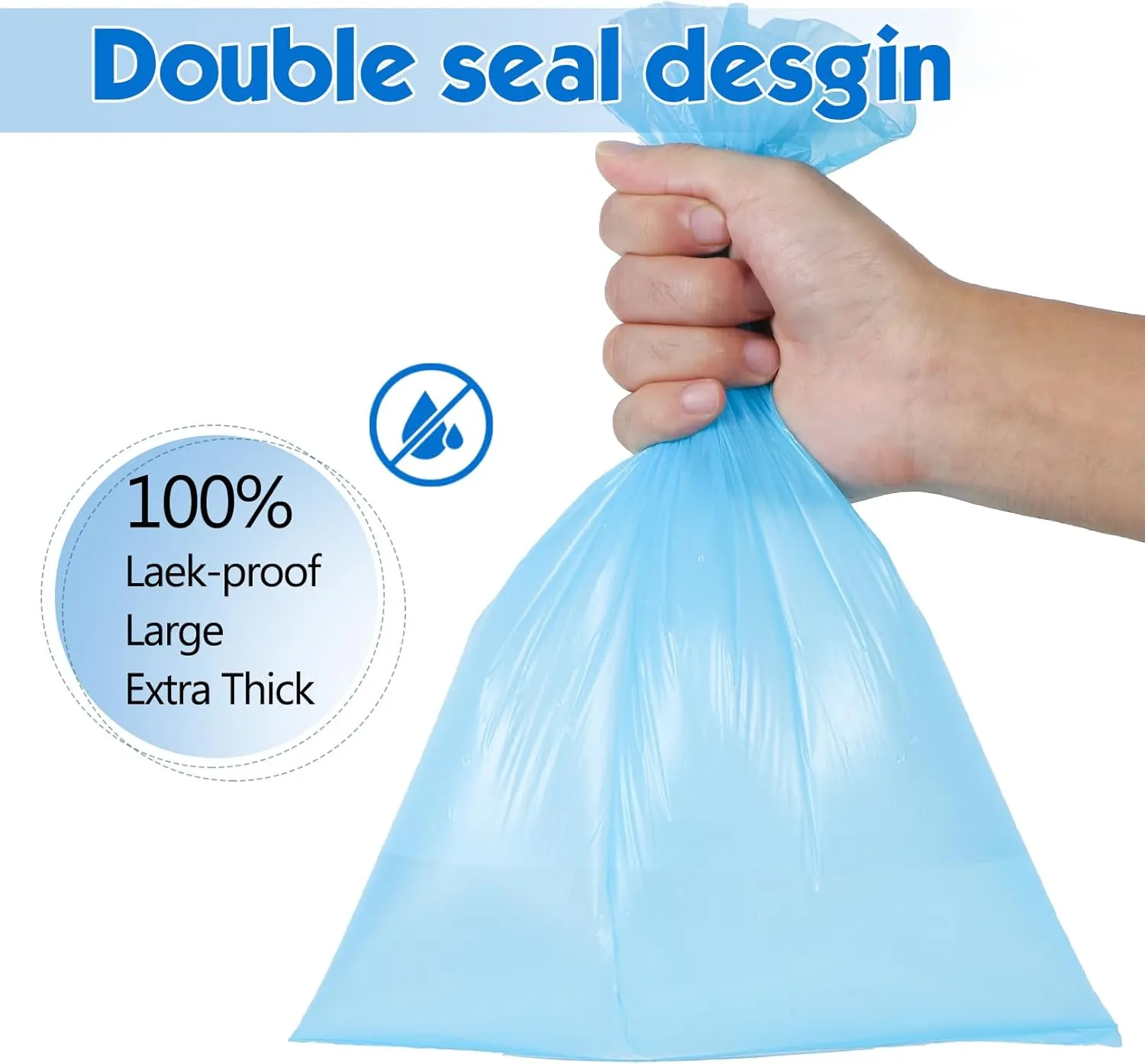 Dog Poop Bag 1140 Counts 57 Rolls, Unscented Doggy Poop Bags, Leak-Proof Dog Bags for Poop, Extra Thick Strong Dog Waste Bags with Dispenser - Blue (13 x 9 Inches)