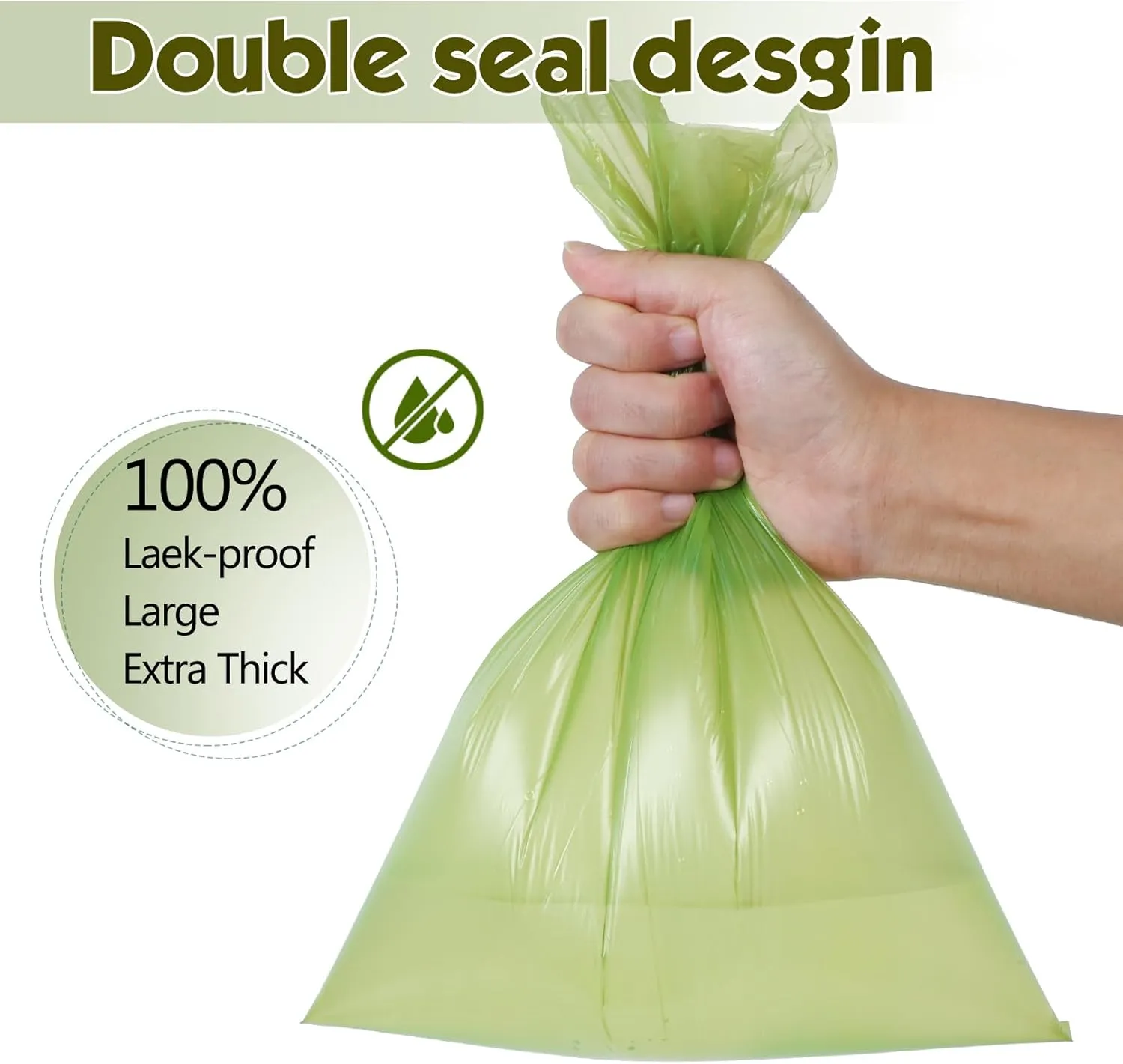 Dog Poop Bag 1140 Counts 57 Rolls, Unscented Doggy Poop Bags, Leak-Proof Dog Bags for Poop, Extra Thick Strong Dog Waste Bags with Dispenser - Green (13 x 9 Inches)