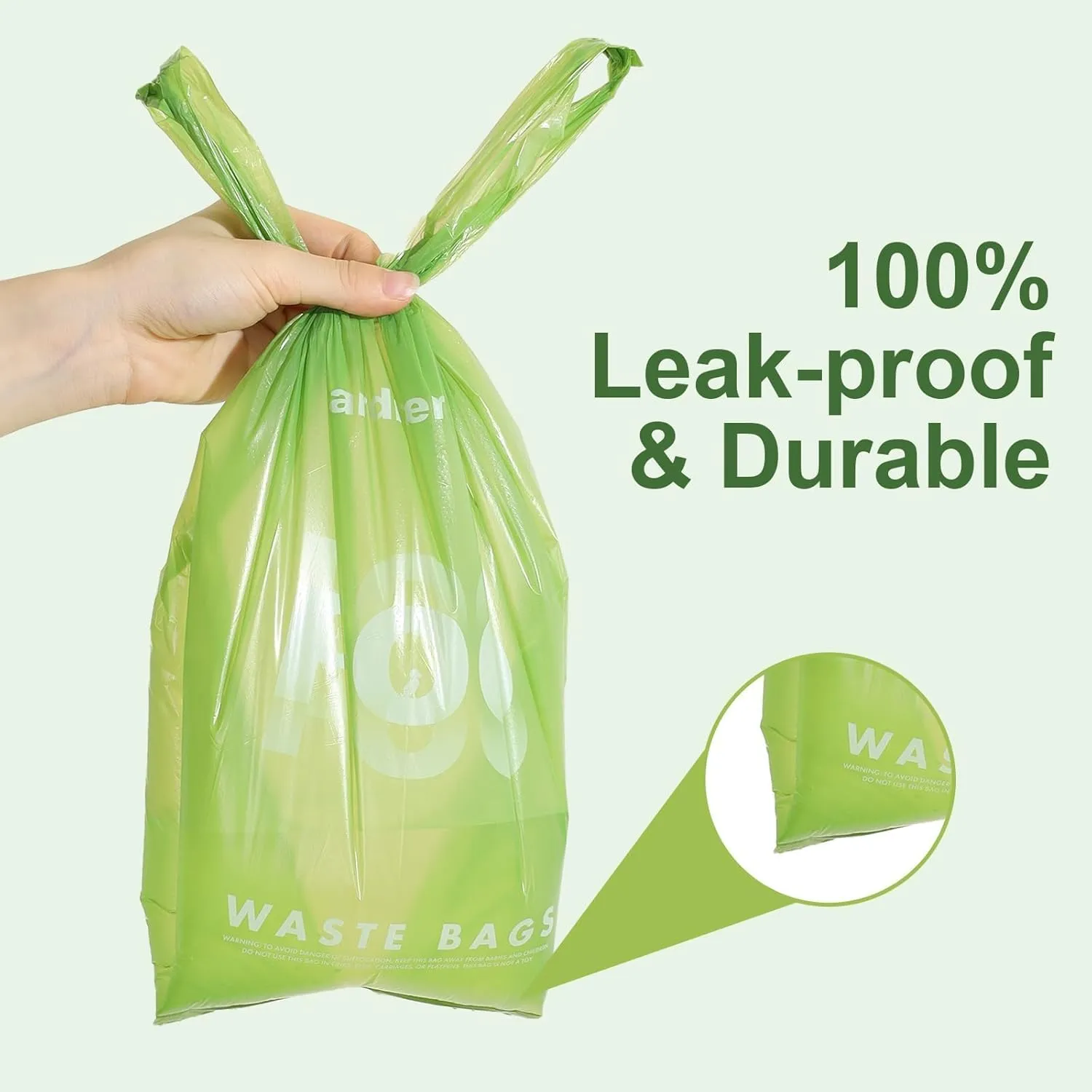Dog Poop Bags with Handles 15 Rolls, 180 Counts Pine Scented Dog Waste Bags with Dispenser, Leak Proof and Extra Thick, Easy-Tie Pet Poop Bags with Holder for Dogs, Puppies, Cats, Kitten