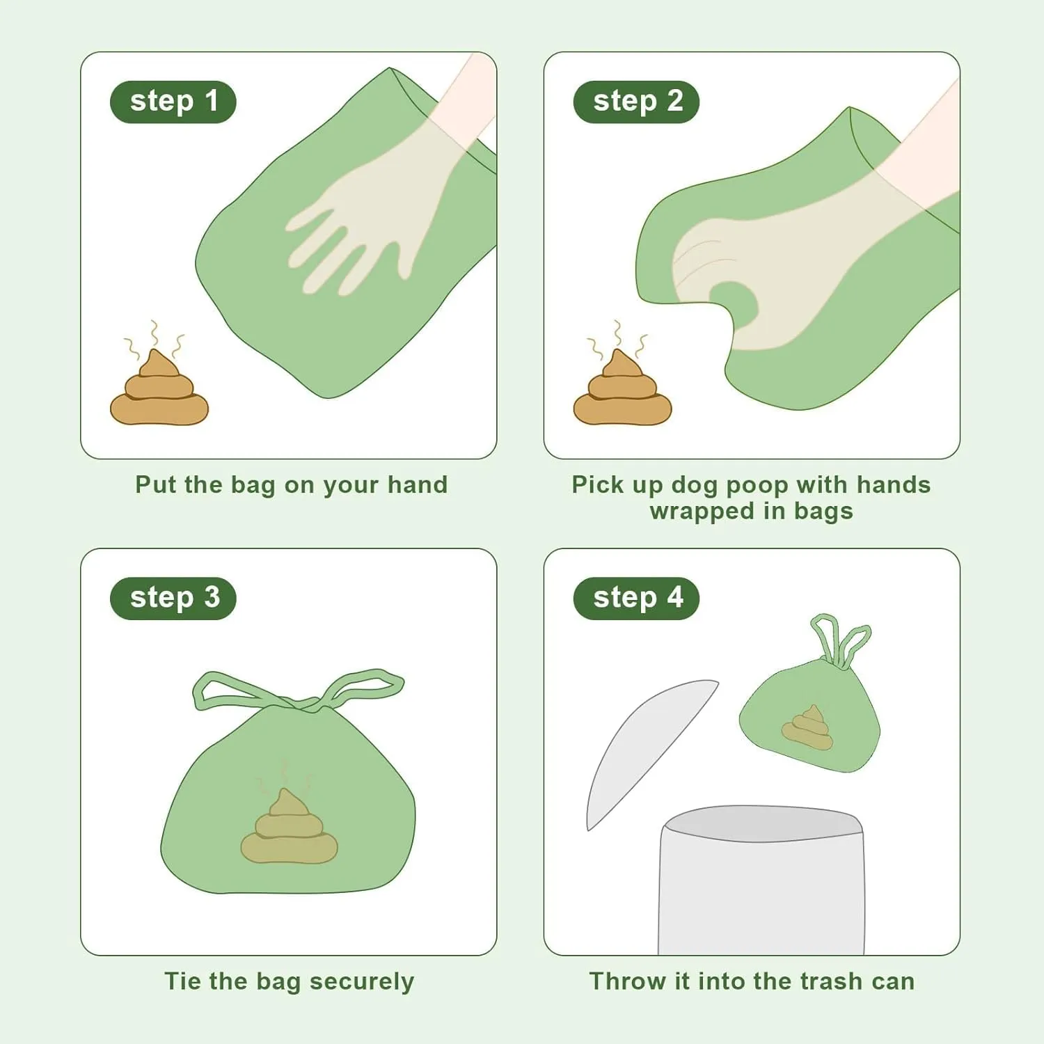 Dog Poop Bags with Handles 15 Rolls, 180 Counts Pine Scented Dog Waste Bags with Dispenser, Leak Proof and Extra Thick, Easy-Tie Pet Poop Bags with Holder for Dogs, Puppies, Cats, Kitten