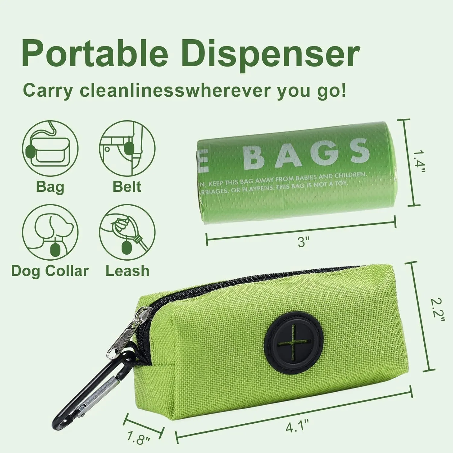Dog Poop Bags with Handles 15 Rolls, 180 Counts Pine Scented Dog Waste Bags with Dispenser, Leak Proof and Extra Thick, Easy-Tie Pet Poop Bags with Holder for Dogs, Puppies, Cats, Kitten