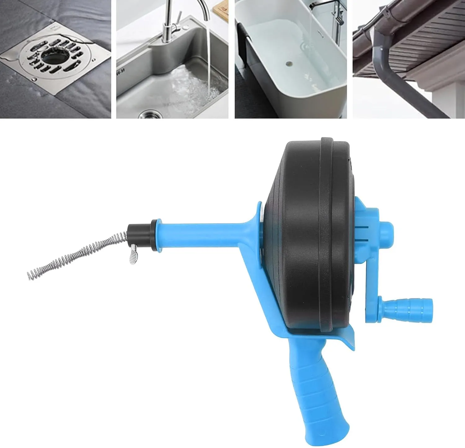 Drain Snake 1/4 Inch x 25 Ft, Unclogs Hair, Fabric, Clogs, Suitable for Pipes 1/2-3 Inch, with Manual and Drill Connection, for Sewer, House, Kitchen, Bathroom Drain (7.5m / 24.6ft)