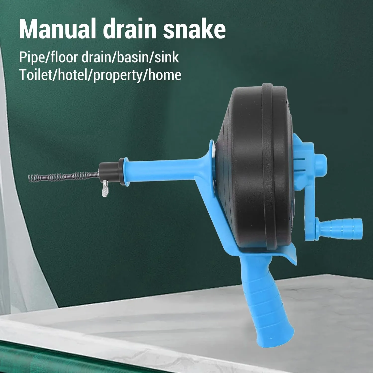 Drain Snake 1/4 Inch x 25 Ft, Unclogs Hair, Fabric, Clogs, Suitable for Pipes 1/2-3 Inch, with Manual and Drill Connection, for Sewer, House, Kitchen, Bathroom Drain (7.5m / 24.6ft)