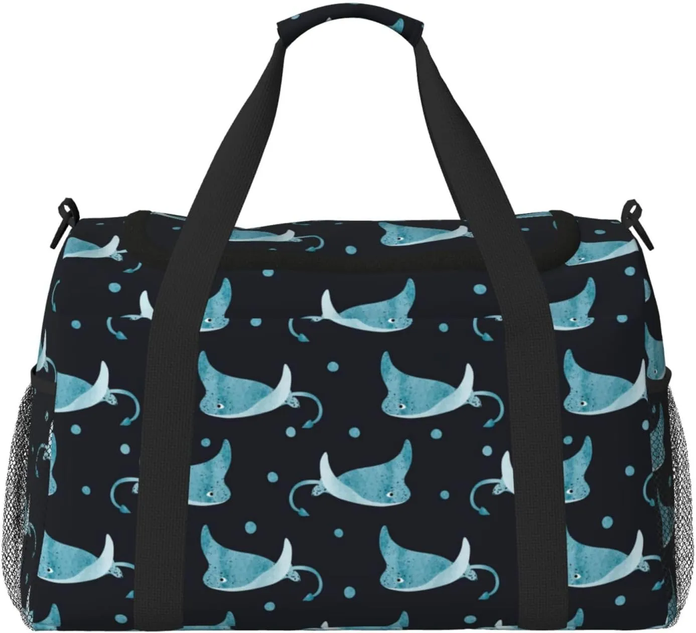Duffle Bag for Travel, cute blue stingray polka dots Weekender Overnight Duffel Bag, Carry On Bag Gym Bag for Women Men, Personal Item Travel Bag