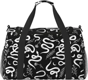 Duffle Bag for Travel, Sketch Simple White Snake Weekender Overnight Duffel Bag, Carry On Bag Gym Bag for Women Men, Personal Item Travel Bag