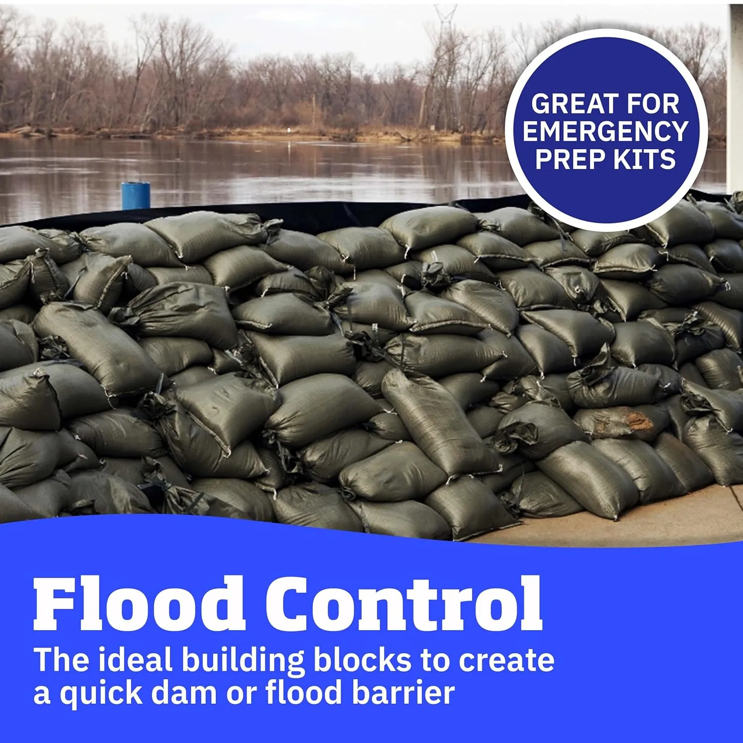 DURASACK Heavy Duty Sand Bags with Tie Strings Empty Woven Polypropylene Sand-Bags for Flood Control with 1600 Hours of UV Protection, 50 lbs Capacity, 14x26 inches, Green, Pack of 50
