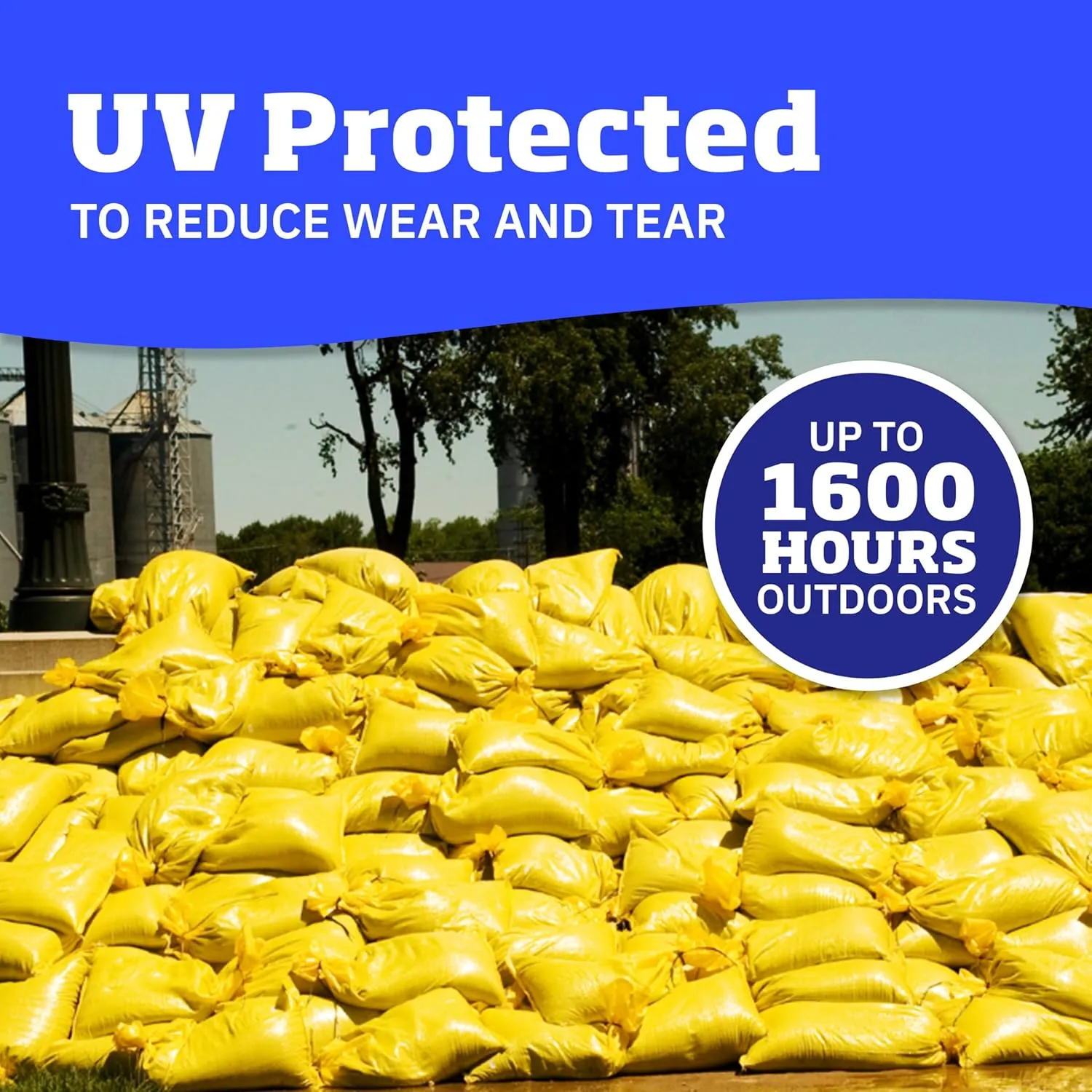 DURASACK Heavy Duty Sand Bags with Tie Strings Empty Woven Polypropylene Sand-Bags for Flood Control with 1600 Hours of UV Protection, 50 lbs Capacity, 14x26 inches, Yellow, Pack of 20