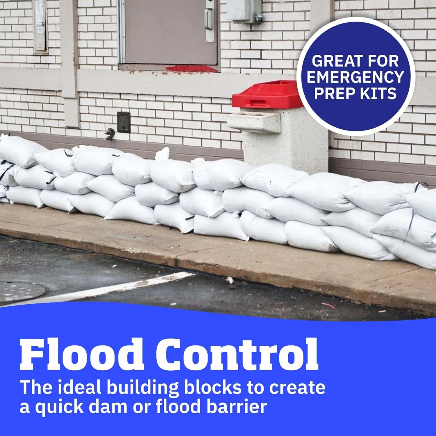 DURASACK Large Heavy Duty Sand Bags with Tie Strings Empty Woven Polypropylene Sandbags for Flood Control with 1600 Hours of UV Protection, 50 lbs Capacity, 18x30 inches, White, 10 Count