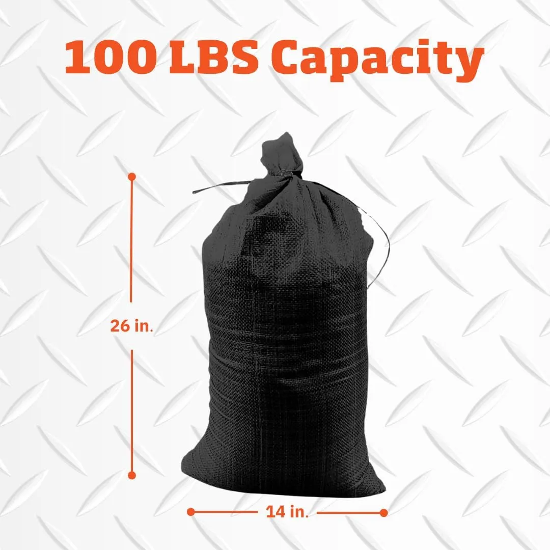 DURASACK Pro Max Heavy Duty Sand Bags for Flooding with 4,000 Hours UV Protection Sandbags for Weight, 100 lbs Capacity, 14x26 in, Black, 20 Count