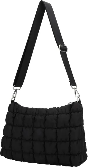 E-Tree Quilted Crossbody Bags for Women Men, Puffer Handbag Purse with Shoulder Strap