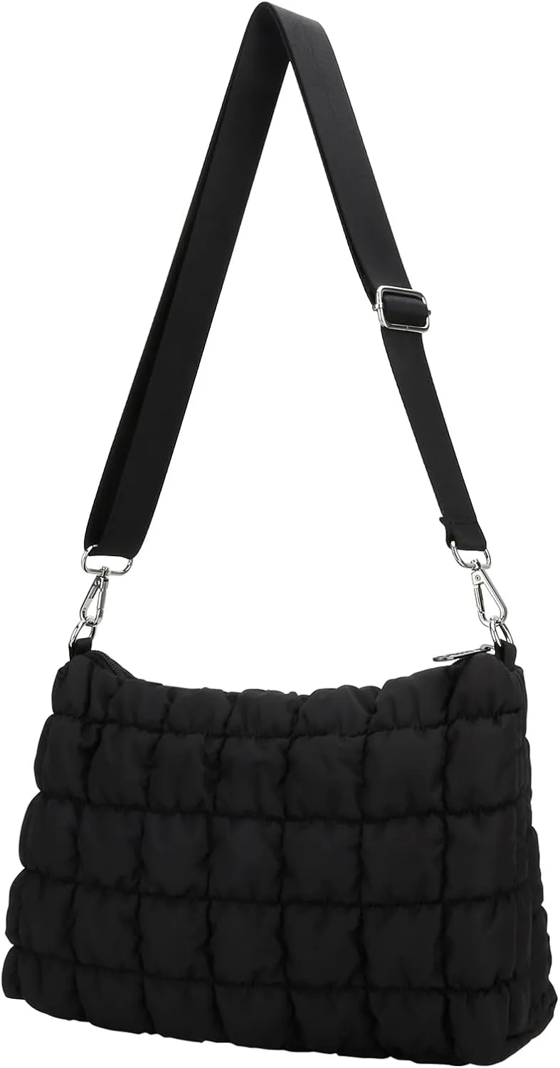 E-Tree Quilted Crossbody Bags for Women Men, Puffer Handbag Purse with Shoulder Strap