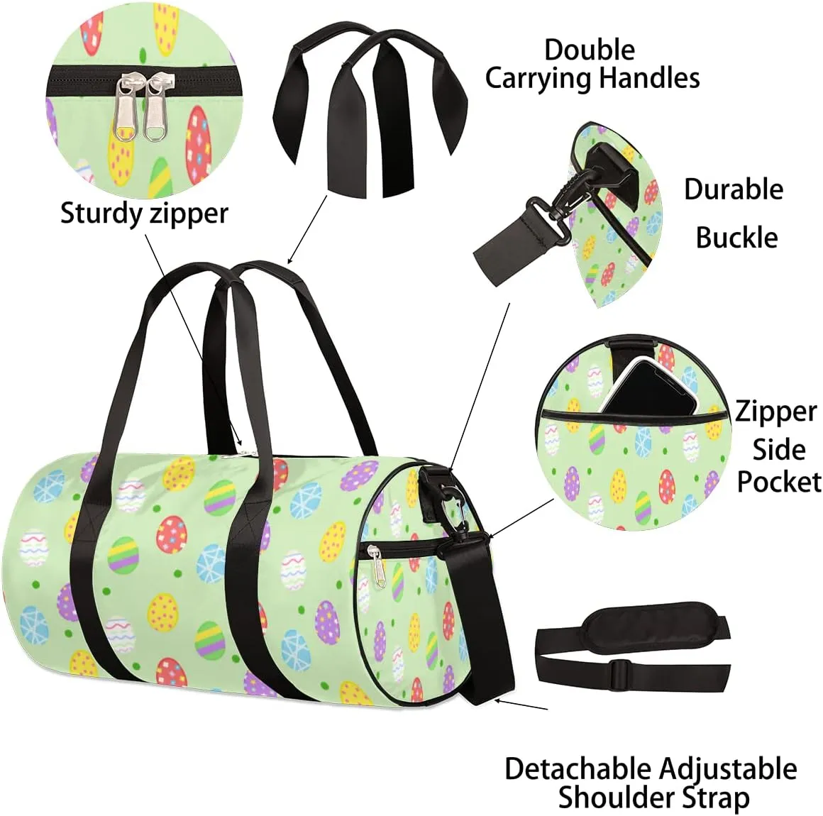 Easter Eggs Gym Bag Small Gym Duffel Bags for Men Women Festival Overnight Weekender Workout Bag Lightweight Sport Duffle Bag Carry On Gymbag