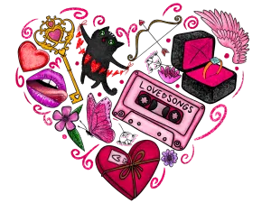Eclectic Love Songs Valentine Heart  DTF (direct-to-film) Transfer