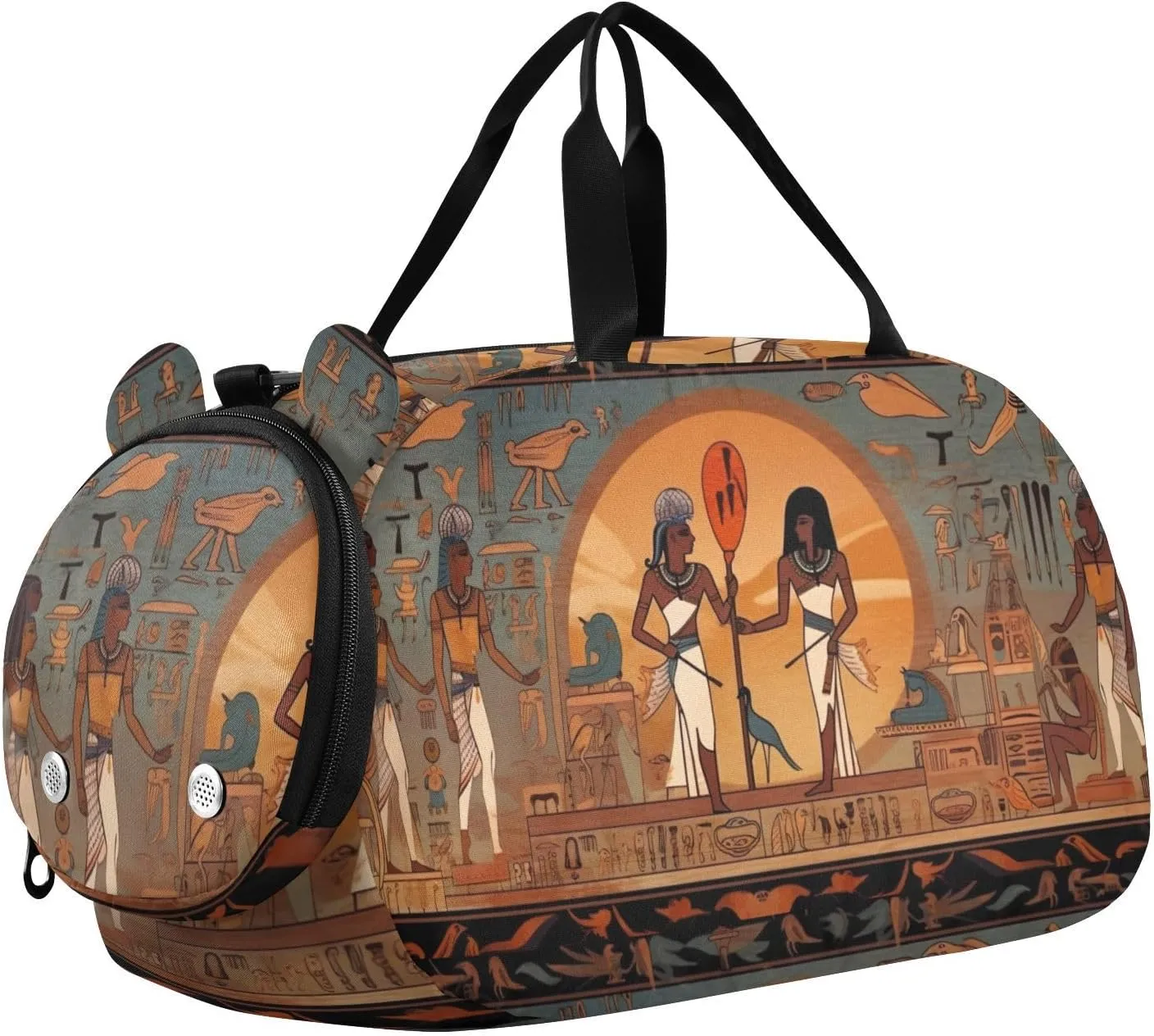 Egyptian Gods Duffle Bag for Girl, Sports Duffle Gym Bags with Shoe Compartment, Personalized Overnight Bag Travel Weekender for Kids