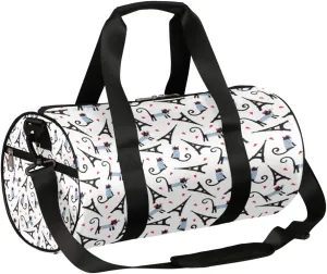 Eiffel Tower Cute Cats Gym Bag Small Gym Duffel Bags for Men Women Overnight Weekender Bag Lightweight Sport Duffle Bag Carry On Gymbag