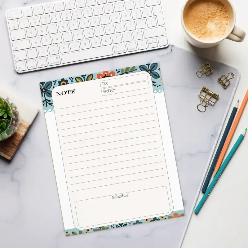Elegant Floral Border Daily Planner Notepad