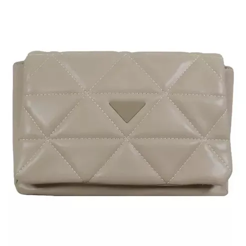 Elegant Quilted Sling Bag with Mini Pouch (Beige)