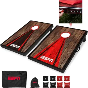 ESPN Cornhole Board Set Includes Bean Bags and Travel Case, Ideal for Kids Games, Family Games, and Outdoor Games