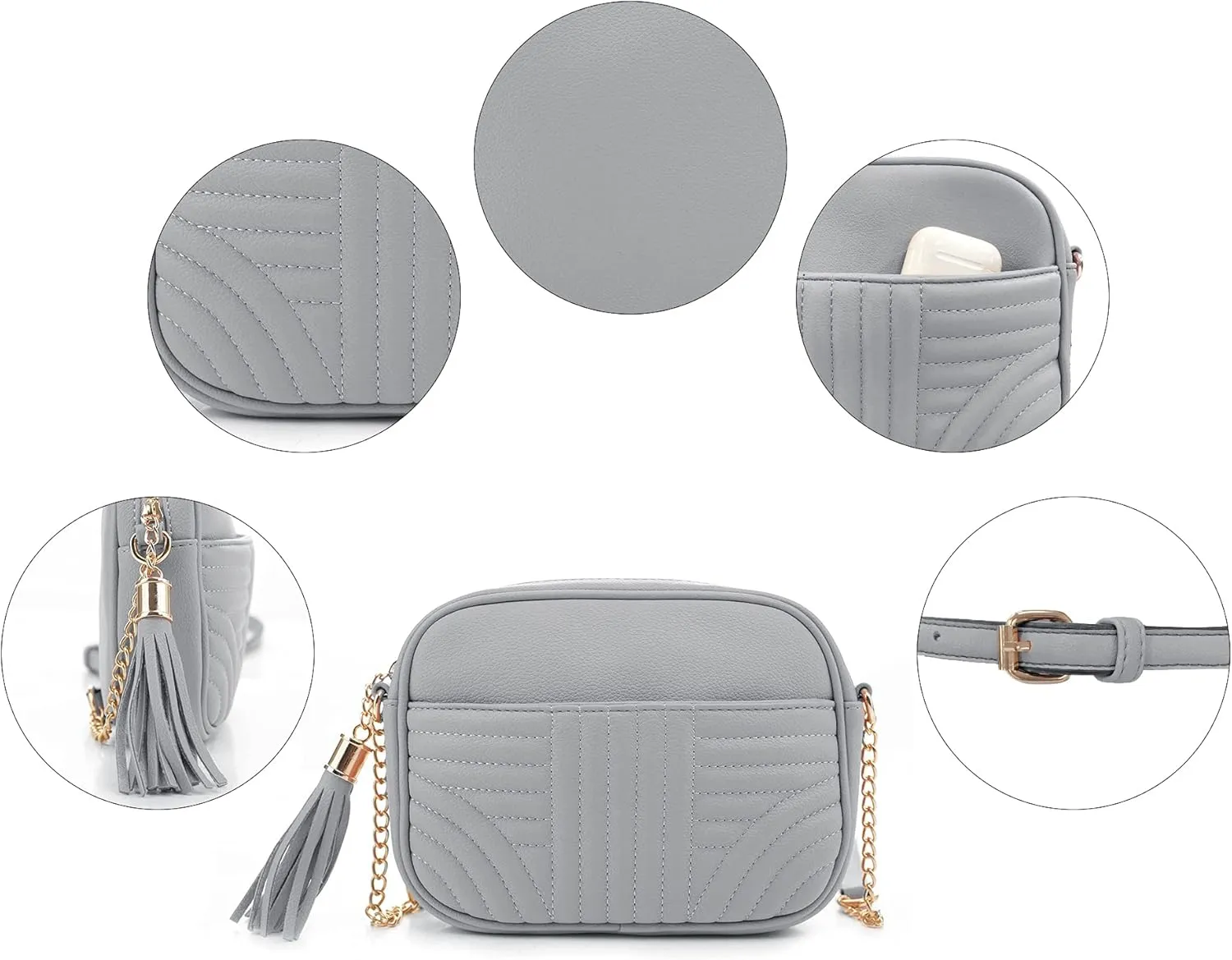 EVVE Quilted Crossbody Bags for Women - Stylish Camera Bag with Tassel - Lightweight Medium Size Shoulder Purse