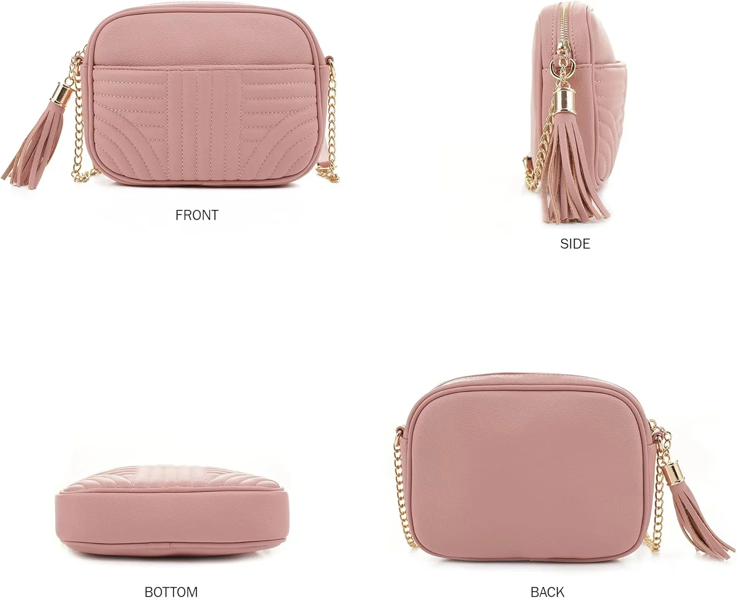 EVVE Quilted Crossbody Bags for Women - Stylish Camera Bag with Tassel - Lightweight Medium Size Shoulder Purse