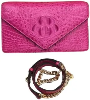 Exotic Alligator Skin Women Small White Clutch Bag Genuine Crocodile Leather Female Envelop Purse Lady Single Cross Shoulder Bag, Red