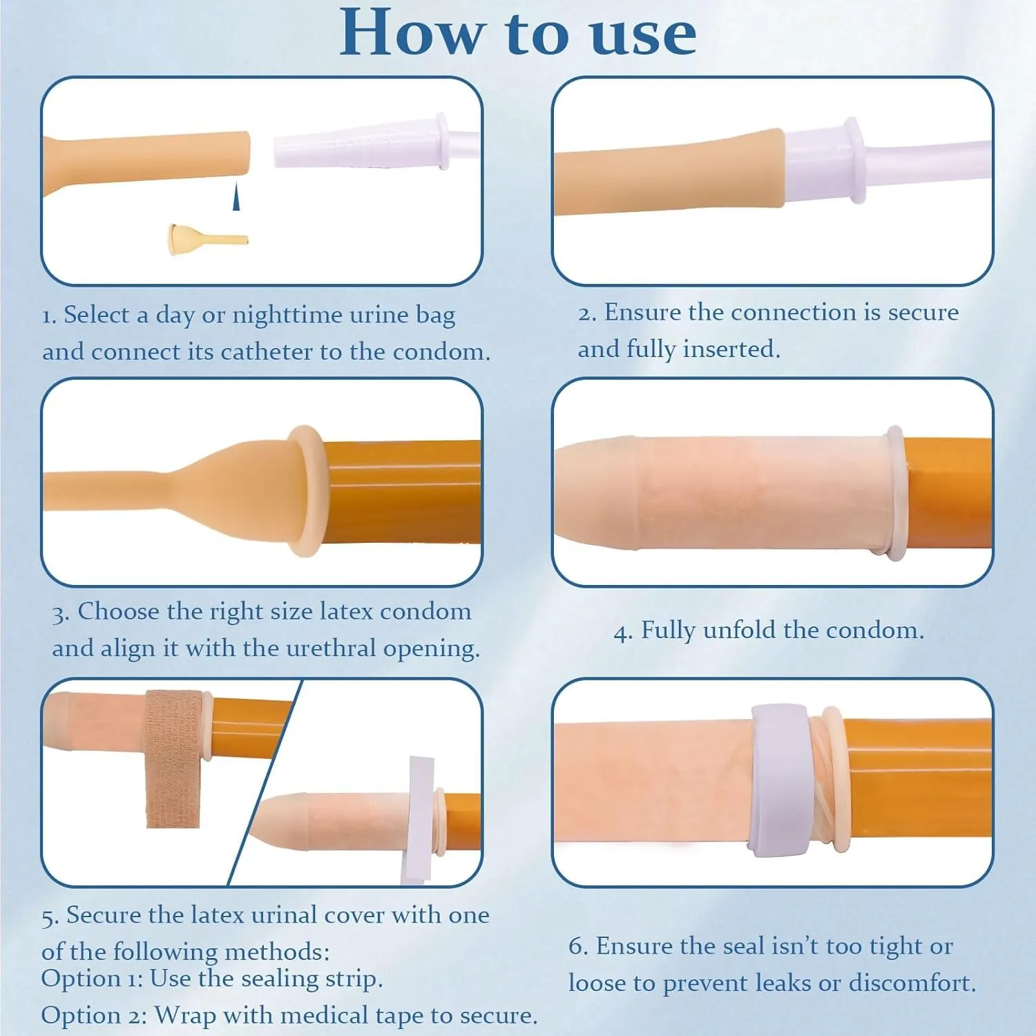 External Male catheters for Men, 24pcs Soft Latex Sets, 1 pcs 750 ml Leg Bag, 1 pcs1000 ml Leg Bag, 1 pcs 1500 ml Urine Bag, 1 pcs 2000 ml Urine Bag with 4 Rolls of Tape - Urine Collection (40mm)