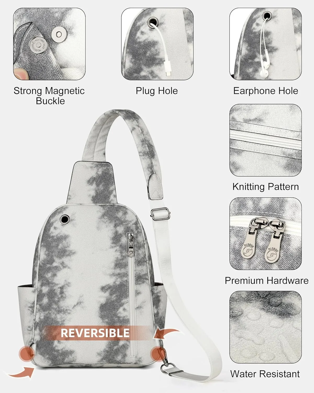 FADEON Sling Bag for Women Large Crossbody Purse Sling Backpack PU Leather Designer Anti Theft Sling Bags 4 RFID Card Slot