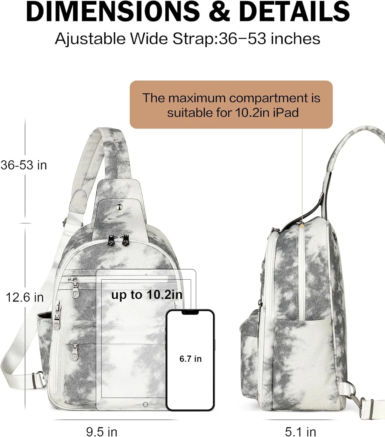 FADEON Sling Bag for Women Large Crossbody Purse Sling Backpack PU Leather Designer Anti Theft Sling Bags 4 RFID Card Slot