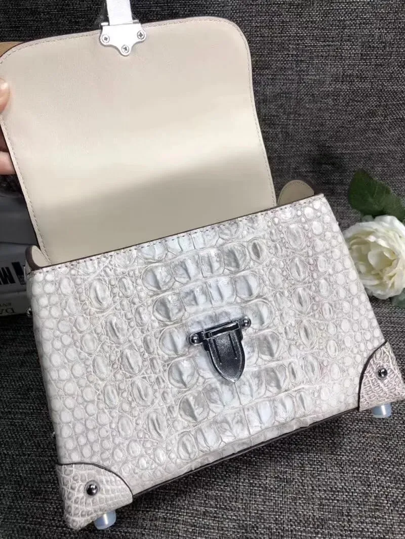 Fashion CHIC Designer Genuine Crocodile Leather Women's Small Plum Purse Real Alligator Skin Ladies Female Studs Handbag