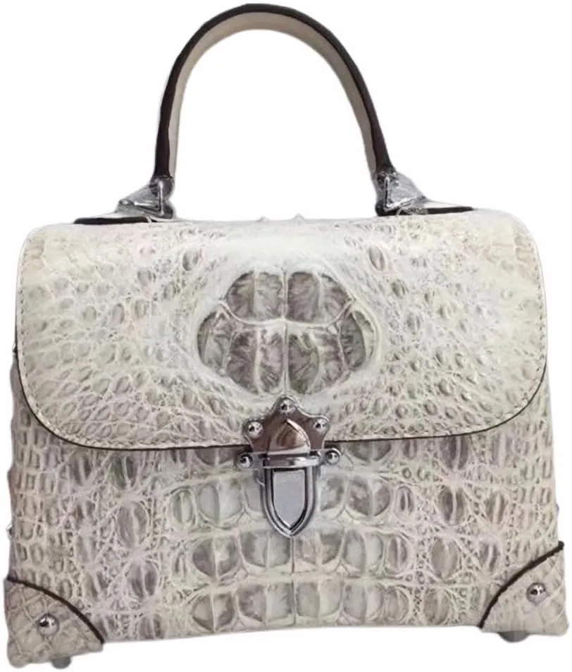 Fashion CHIC Designer Genuine Crocodile Leather Women's Small Plum Purse Real Alligator Skin Ladies Female Studs Handbag