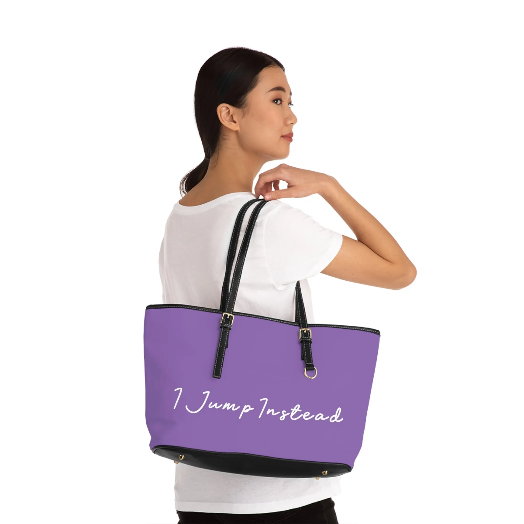 Faux Leather Shoulder Bag - Lavish Purple w/ White Logo