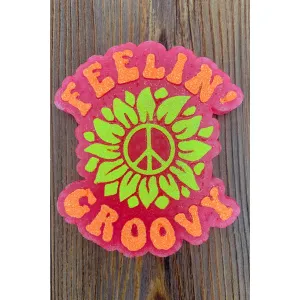 Feeling Groovy Car Freshie – Retro Pink Peace Sign Scented Charm