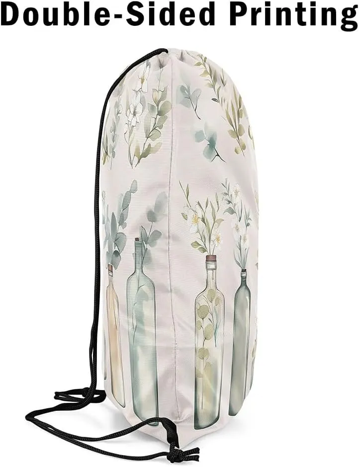 Feelyou Botanical Drawstring Backpack 13"x15.7" Farmhouse Floral Sports Drawstring Sackpack for Natural Drawstring Bags Women Men Garden Plants Waterproof Cinch Bag