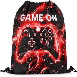 Feelyou Gamer Drawstring Backpack 13"x15.7" Gaming Gym String Bag Decor Game Drawstring Bags Gamepad Waterproof Cinch Bag Black Red