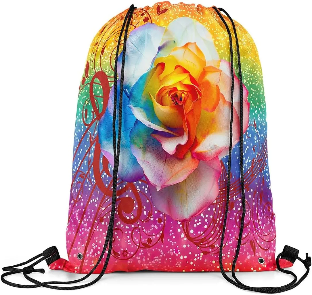 Feelyou Mushroom Drawstring Backpack 13"x15.7" Cute Mushroom Drawstring Bags for Botanical Sports Drawstring Sackpack Breathable Wild Mushroom Stuff Waterproof Cinch Bag