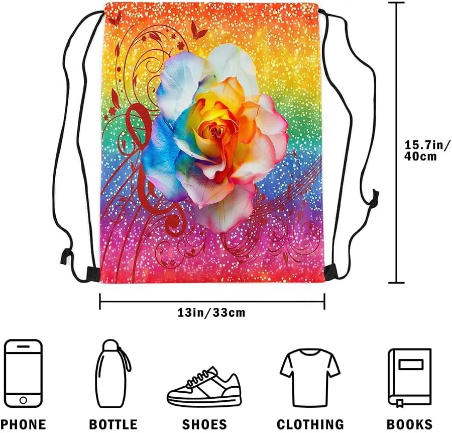 Feelyou Mushroom Drawstring Backpack 13"x15.7" Cute Mushroom Drawstring Bags for Botanical Sports Drawstring Sackpack Breathable Wild Mushroom Stuff Waterproof Cinch Bag