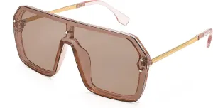 FEISEDY Classic Siamese One Piece Sunglasses Nice Rimless Stylish Retro Design for Women Men B2574