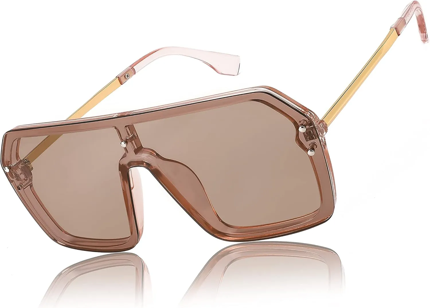 FEISEDY Classic Siamese One Piece Sunglasses Nice Rimless Stylish Retro Design for Women Men B2574